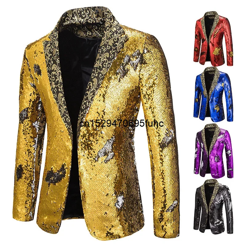 Men'S Grooming Club - 2025 aaa Blazer brillante lentejuelas chal